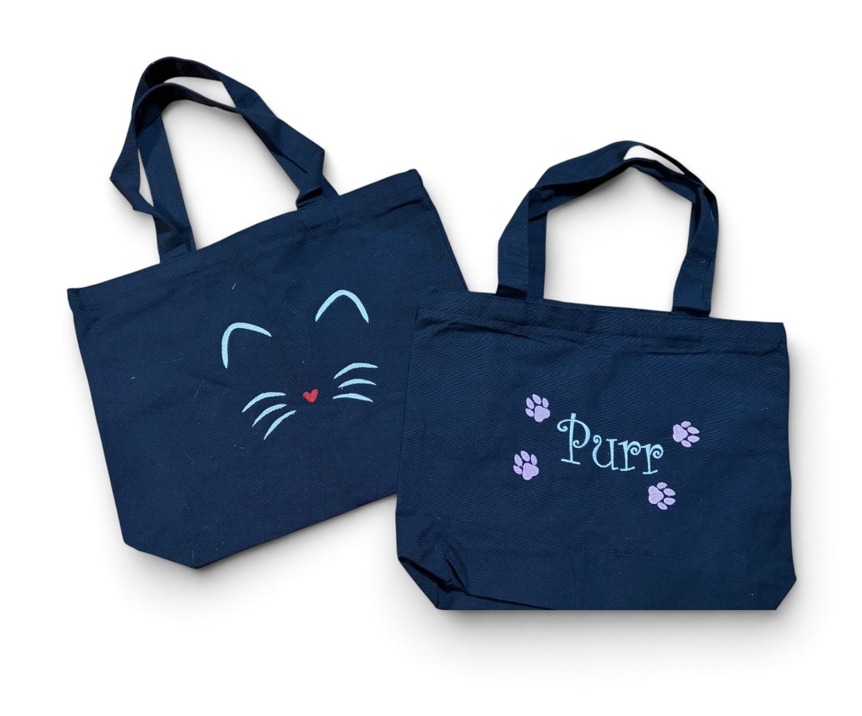 Cat face canvas tote